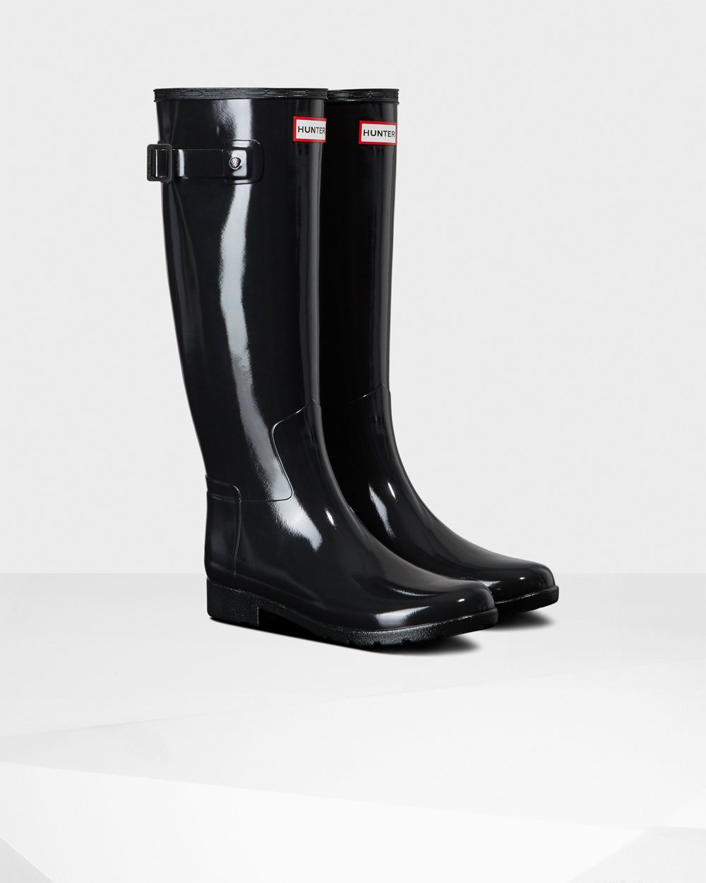 Bottes Hautes de Pluie Hunter Refined Slim Fit Gloss Femme Noir KMTXQWE-71